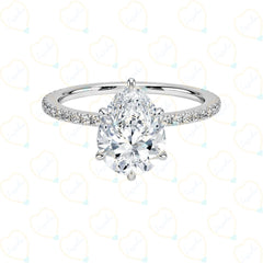 1.20 CTW Pear Cut Solitaire With Accents Lab Grown Diamond Ring for Women