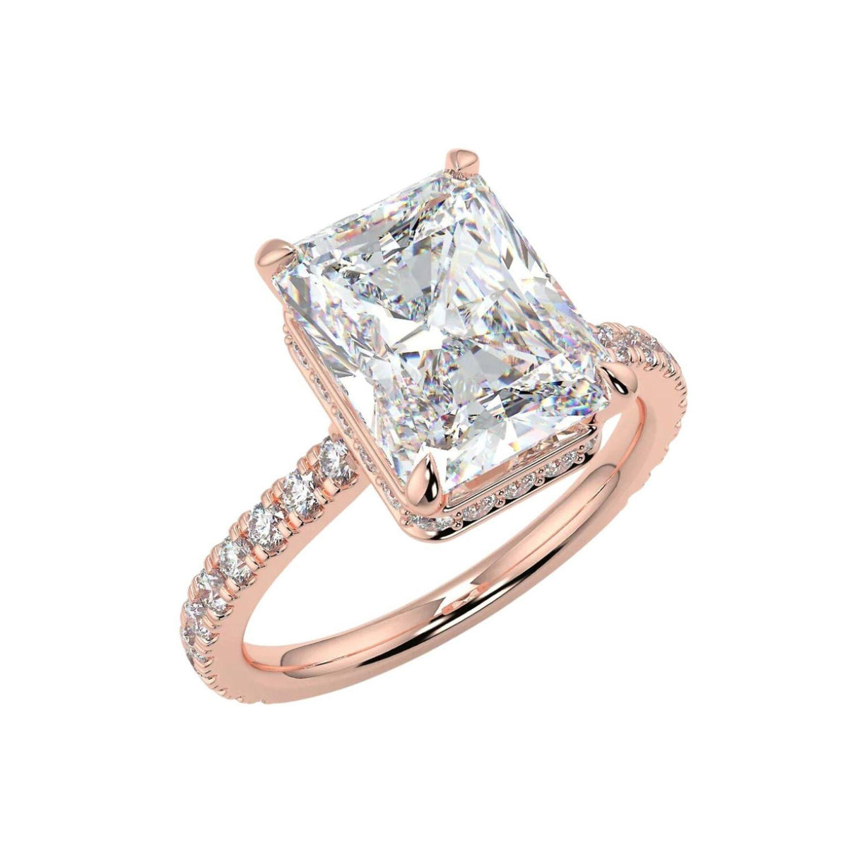 2.00 CTW Radiant Cut Hidden Halo Lab Grown Diamond Ring for Women