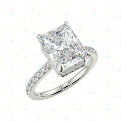 2.00 CTW Radiant Cut Hidden Halo Lab Grown Diamond Ring for Women