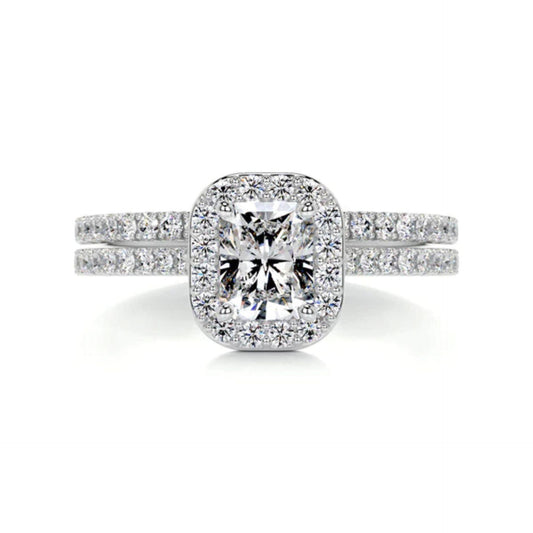 0.50 CTW Radiant Cut Bridal Set Lab Grown Diamond Ring for Women