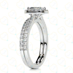 0.50 CTW Radiant Cut Bridal Set Lab Grown Diamond Ring for Women