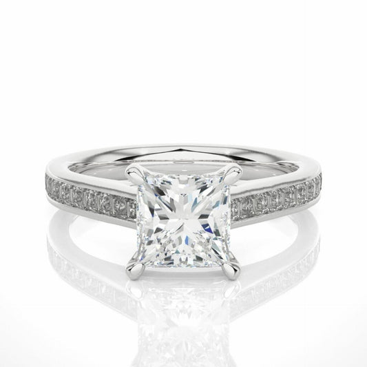 Princess-Cut Solitaire With Accents Lab Grown Diamond Ring for Her