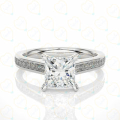 Princess-Cut Solitaire With Accents Lab Grown Diamond Ring for Her