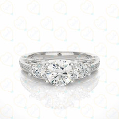 Round-Cut 3 Stone Brilliance Lab Grown Diamond Ring for Women