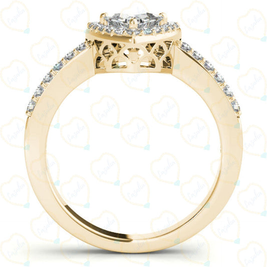 Trillion Cut Halo Lab Grown Diamond Ring for Women