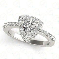 Trillion Cut Halo Lab Grown Diamond Ring for Women