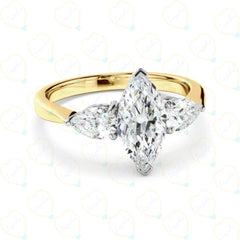 Marquise Cut 3 Stone Lab Grown Diamond Ring for Women