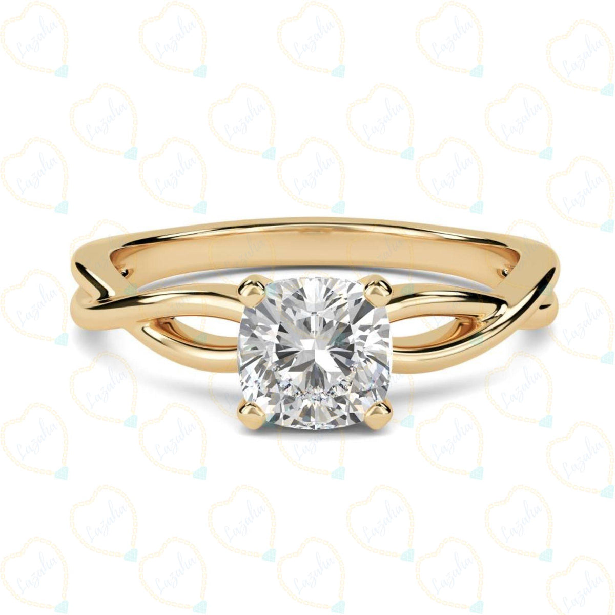 Cushion Cut Twisted Lab Grown Diamond Ring for Women