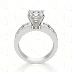 Cushion Cut Solitaire With Accents Lab Grown Diamond Ring for Women