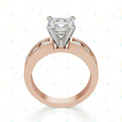 Cushion Cut Solitaire With Accents Lab Grown Diamond Ring for Women