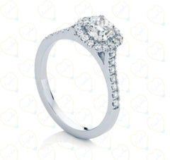 Anello con diamanti taglio brillante Halo Lab Grown da donna