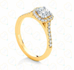 Anello con diamanti taglio brillante Halo Lab Grown da donna