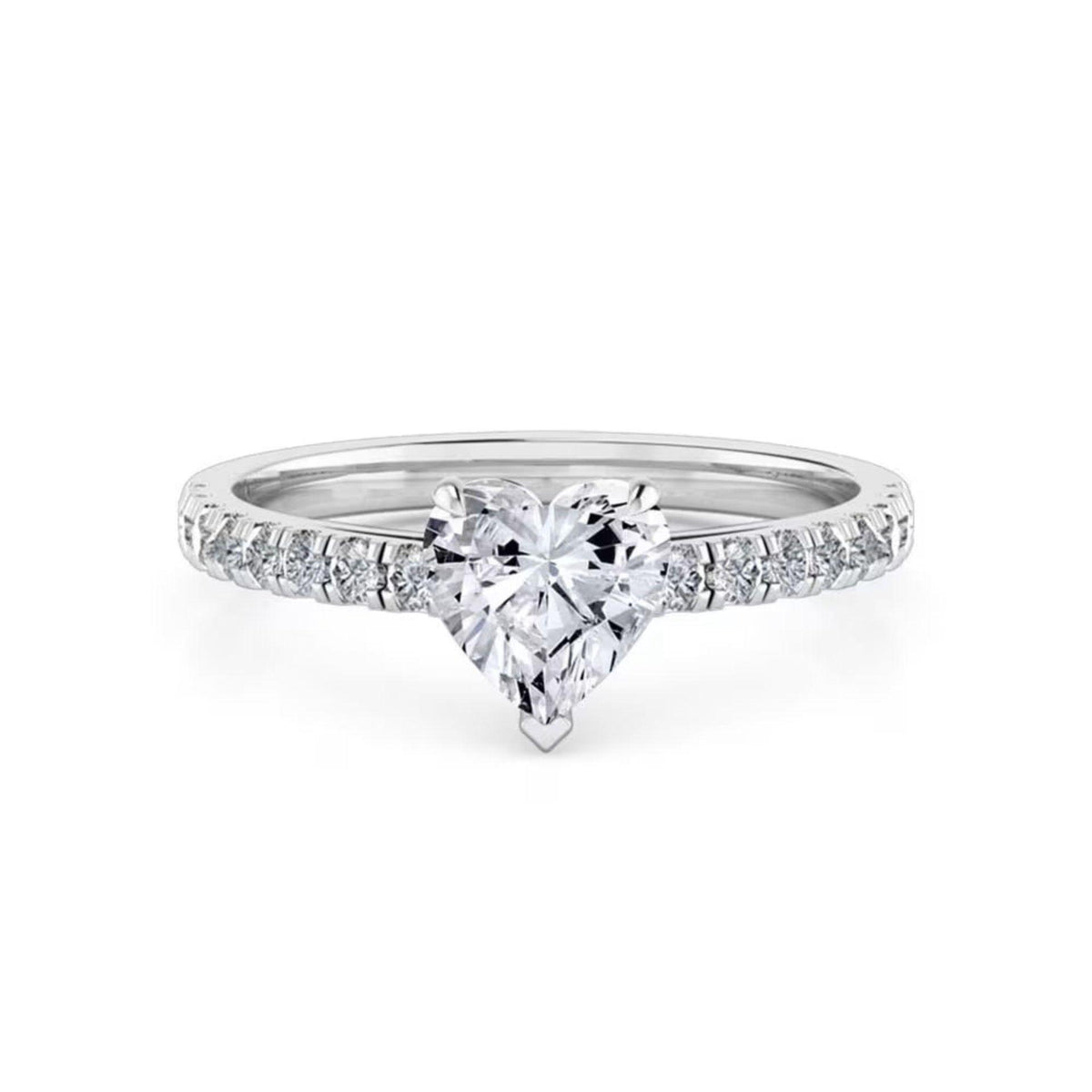 Heart-Cut Solitaire With Accents Lab-Grown Diamond Ring for Her