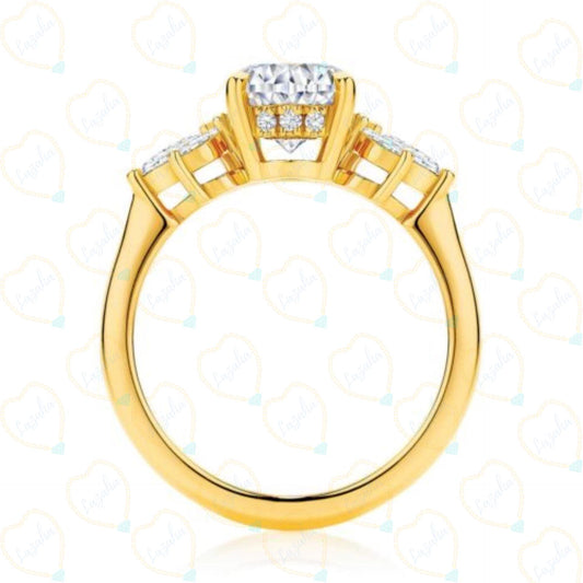 Oval Cut Hidden Halo Lab Grown Diamond Ring for Women