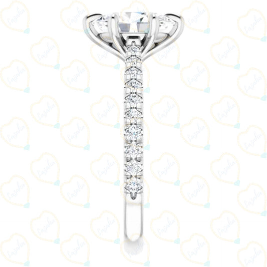 Oval Cut Solitaire With Accents Lab Grown Diamond Ring for Women