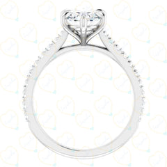 Oval Cut Solitaire With Accents Lab Grown Diamond Ring for Women