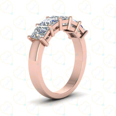 Princess Cut 5 Stone Lab Grown Diamond Ring for Women