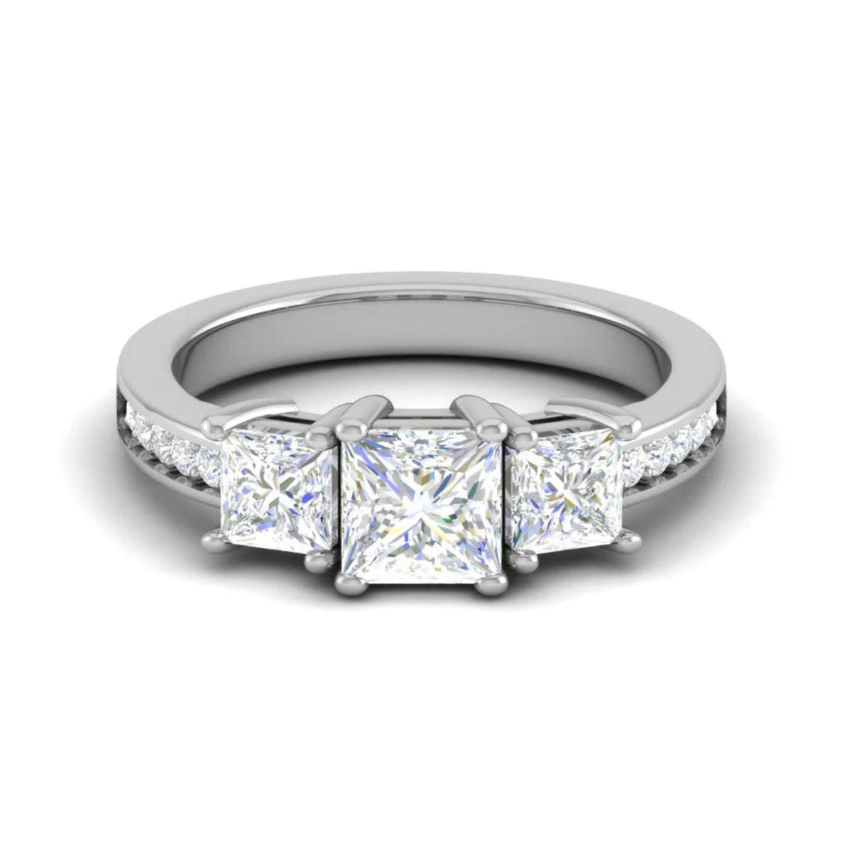 Princess-Cut 3 Stone Luxury Lab Grown Diamond Ring for Women