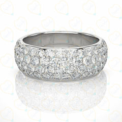 5.00 CTW Round Cut Half Eternity Lab Grown Diamond Ring for Women