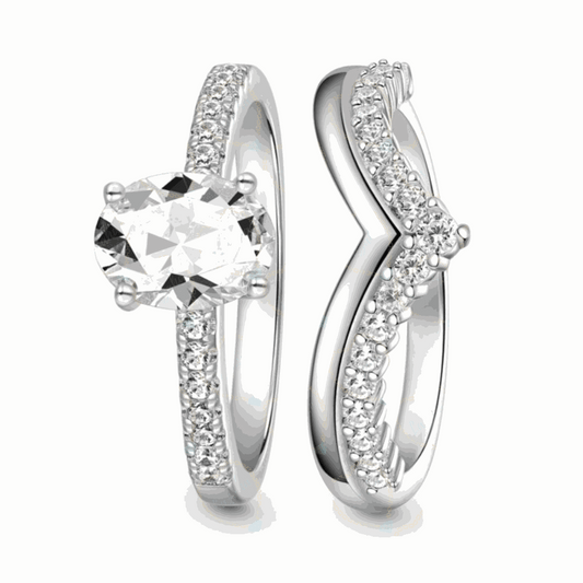 Oval Cut Bridal Set Lab Grown Diamond Ring for Women