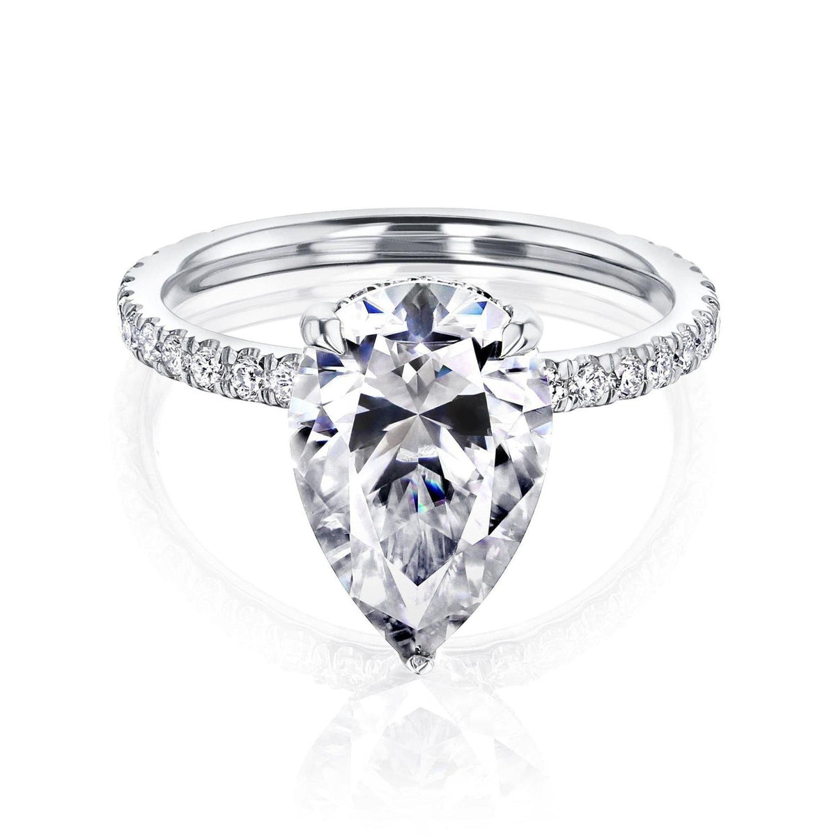 1.30 TCW Pear Cut Solitaire With Accents Lab Grown Diamond Ring for Women