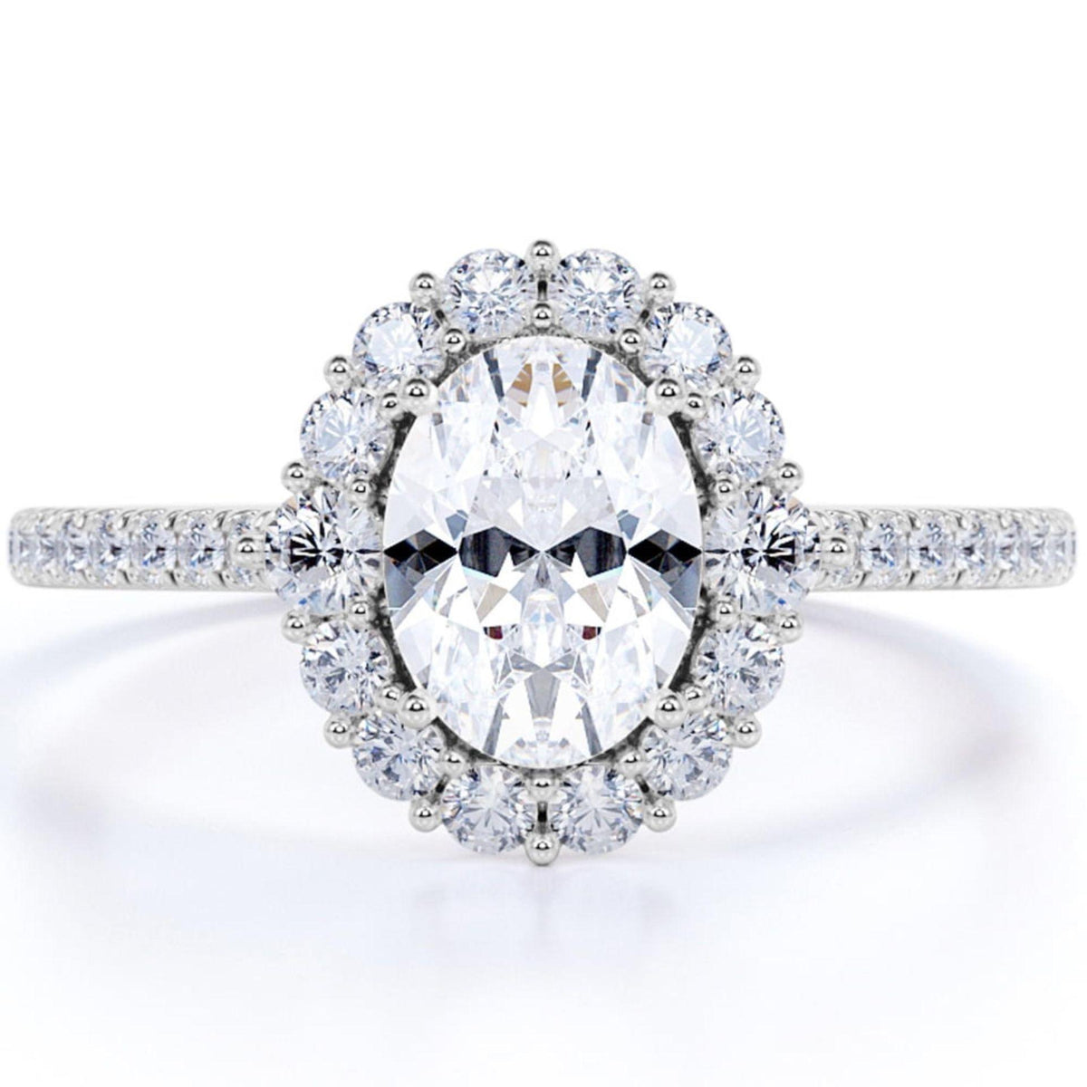 1.00 TCW Oval Cut Halo Lab-Grown Diamond Ring for Her