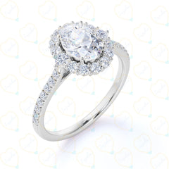 1.00 TCW Oval Cut Halo Lab-Grown Diamond Ring for Her