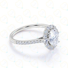 1.00 TCW Oval Cut Halo Lab-Grown Diamond Ring for Her