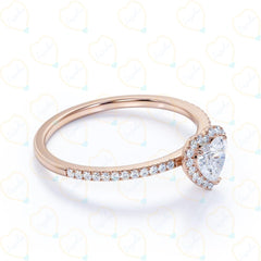 1.00 TCW Heart Cut Halo Lab Grown Diamond Ring for Her