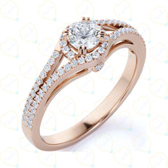 0.50 TCW Round Brilliant Cut Halo Lab Grown Diamond Ring for Women