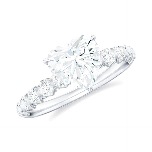 1.00 TCW Heart Cut Solitaire With Accents Lab Grown Diamond Ring for Women