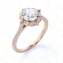 1.25 TCW Cushion Cut Unique Lab Grown Diamond Ring for Women