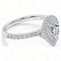 0.70 TCW Pear Cut Double Halo Lab Grown Diamond Ring for Women