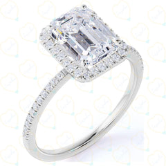 1.80 TCW Emerald Cut Halo Lab Grown Diamond Ring for Women