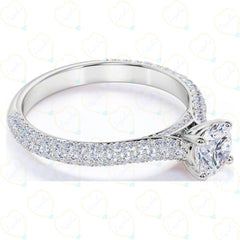 1.30 TCW Round Cut Solitaire With Accents Lab Grown Diamond Ring for Women