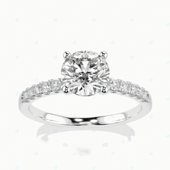 1.5 TCW Round Brilliant Cut Solitaire With Accents Lab Grown Diamond Ring for Women