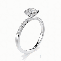 1.5 TCW Round Brilliant Cut Solitaire With Accents Lab Grown Diamond Ring for Women