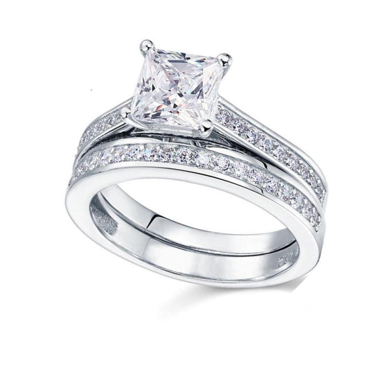 Princess Cut Bridal Set Lab-Grown Diamond Ring for Women