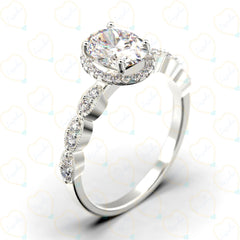 Oval Cut Art Deco Lab Grown Diamond Ring for Women