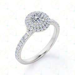 1.00 TCW Round Brilliant Cut Double Halo Lab Grown Diamond Ring for Women