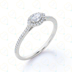 0.50 TCW Marquise Cut Halo Lab Grown Diamond Ring for Women