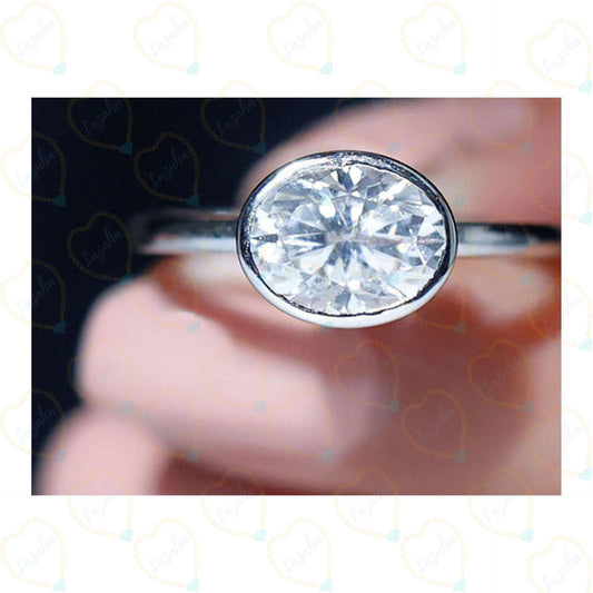 Oval Cut Solitaire Lab Grown Diamond Ring for Women