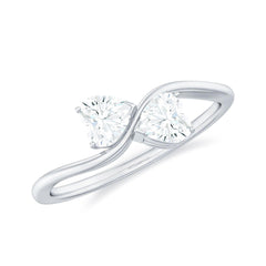 1.00 TCW Heart Cut Unique Lab Grown Diamond Ring for Women