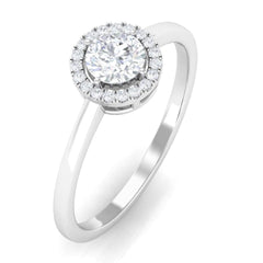 1.00 TCW Round Cut Halo Lab Grown Diamond Ring for Women