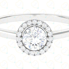 Anello con diamante Halo Lab Grown taglio rotondo TCW da donna