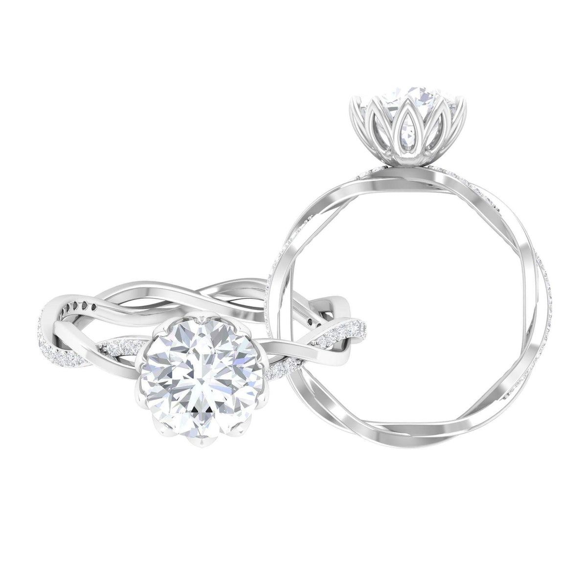 1.30 TCW Round Brilliant Cut Twisted Lab Grown Affordable Diamond Ring