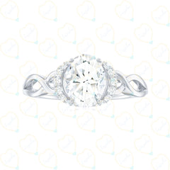 1.00 TCW Oval Cut Halo Lab Grown Diamond Ring for Women