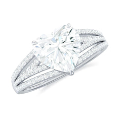 2.00 TCW Heart Cut Split Shank Lab Grown Diamond Ring for Women