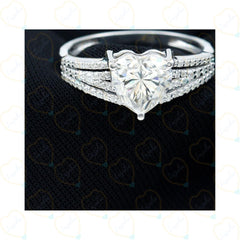 2.00 TCW Heart Cut Split Shank Lab Grown Diamond Ring for Women