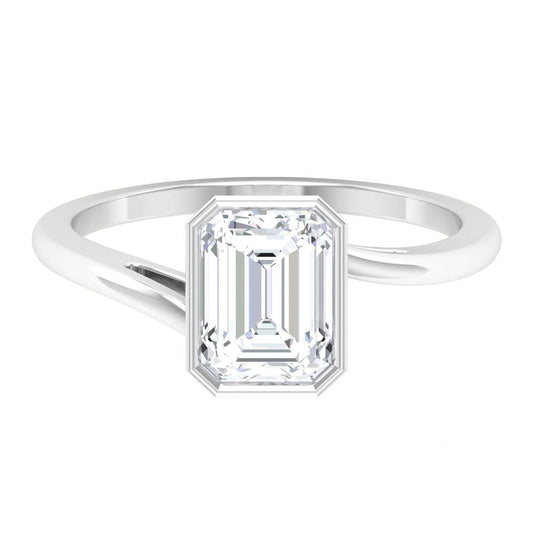 1.80 TCW Emerald Cut Solitaire Lab Grown Diamond Ring for Women